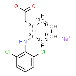 ChemSpider 2D Image | Sodium {2-[(2,6-dichlorophenyl)amino](~13~C_6_)phenyl}acetate | C813C6H10Cl2NNaO2