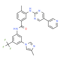 ChemSpider 2D Image | 4-Methyl-N-[3-(4-methyl-1H-imidazol-1-yl)-5-(trifluoromethyl)phenyl]-3-{[5-(3-pyridinyl)-2-pyrimidinyl]amino}benzamide | C28H22F3N7O