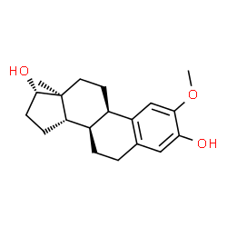 ChemSpider 2D Image | (9beta,17beta)-2-Methoxyestra-1,3,5(10)-triene-3,17-diol | C19H26O3