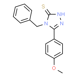 ChemSpider 2D Image | 4-benzyl-5-(4-methoxyphenyl)-4H-1,2,4-triazol-3-yl hydrosulfide | C16H15N3OS