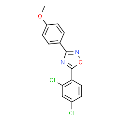 ChemSpider 2D Image | 5-(2,4-Dichlorophenyl)-3-(4-methoxyphenyl)-1,2,4-oxadiazole | C15H10Cl2N2O2