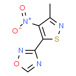 ChemSpider 2D Image | 3-(3-Methyl-4-nitro-1,2-thiazol-5-yl)-1,2,4-oxadiazole | C6H4N4O3S