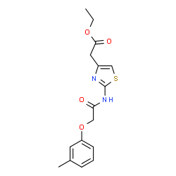 ChemSpider 2D Image | Ethyl (2-{[(3-methylphenoxy)acetyl]amino}-1,3-thiazol-4-yl)acetate | C16H18N2O4S