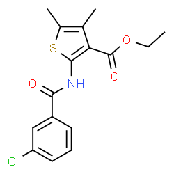 ChemSpider 2D Image | Ethyl 2-[(3-chlorobenzoyl)amino]-4,5-dimethyl-3-thiophenecarboxylate | C16H16ClNO3S