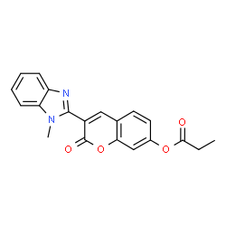 ChemSpider 2D Image | 3-(1-Methyl-1H-benzimidazol-2-yl)-2-oxo-2H-chromen-7-yl propionate | C20H16N2O4