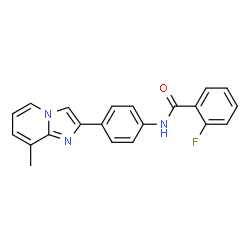 ChemSpider 2D Image | 2-Fluoro-N-[4-(8-methylimidazo[1,2-a]pyridin-2-yl)phenyl]benzamide | C21H16FN3O