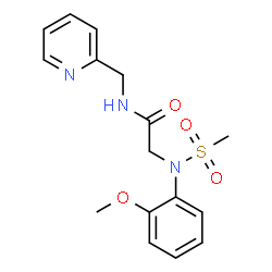 ChemSpider 2D Image | N~2~-(2-Methoxyphenyl)-N~2~-(methylsulfonyl)-N-(2-pyridinylmethyl)glycinamide | C16H19N3O4S