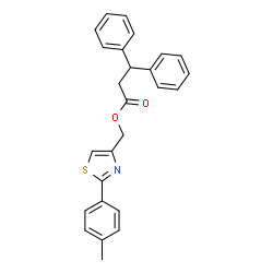 ChemSpider 2D Image | [2-(4-Methylphenyl)-1,3-thiazol-4-yl]methyl 3,3-diphenylpropanoate | C26H23NO2S