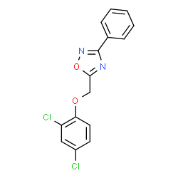 ChemSpider 2D Image | 5-[(2,4-Dichlorophenoxy)methyl]-3-phenyl-1,2,4-oxadiazole | C15H10Cl2N2O2