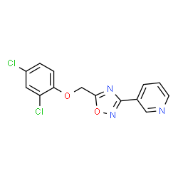 ChemSpider 2D Image | 3-{5-[(2,4-Dichlorophenoxy)methyl]-1,2,4-oxadiazol-3-yl}pyridine | C14H9Cl2N3O2