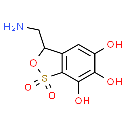ChemSpider 2D Image | 3-(Aminomethyl)-3H-2,1-benzoxathiole-5,6,7-triol 1,1-dioxide | C8H9NO6S