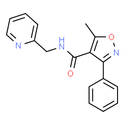 ChemSpider 2D Image | 5-Methyl-3-phenyl-N-(2-pyridinylmethyl)-1,2-oxazole-4-carboxamide | C17H15N3O2