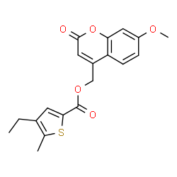 ChemSpider 2D Image | (7-Methoxy-2-oxo-2H-chromen-4-yl)methyl 4-ethyl-5-methyl-2-thiophenecarboxylate | C19H18O5S