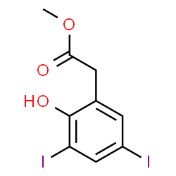 ChemSpider 2D Image | Methyl (2-hydroxy-3,5-diiodophenyl)acetate | C9H8I2O3