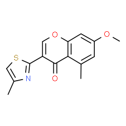 ChemSpider 2D Image | 7-Methoxy-5-methyl-3-(4-methyl-thiazol-2-yl)-chromen-4-one | C15H13NO3S