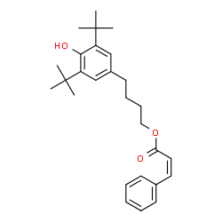 ChemSpider 2D Image | 4-[4-Hydroxy-3,5-bis(2-methyl-2-propanyl)phenyl]butyl (2Z)-3-phenylacrylate | C27H36O3