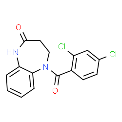 ChemSpider 2D Image | 5-(2,4-Dichlorobenzoyl)-1,3,4,5-tetrahydro-2H-1,5-benzodiazepin-2-one | C16H12Cl2N2O2