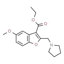 ChemSpider 2D Image | Ethyl 5-methoxy-2-(1-pyrrolidinylmethyl)-1-benzofuran-3-carboxylate | C17H21NO4