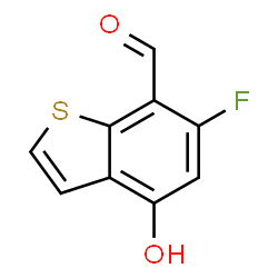 ChemSpider 2D Image | 6-Fluoro-4-hydroxy-1-benzothiophene-7-carbaldehyde | C9H5FO2S