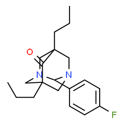 ChemSpider 2D Image | 2-(4-Fluorophenyl)-5,7-dipropyl-1,3-diazatricyclo[3.3.1.1~3,7~]decan-6-one | C20H27FN2O