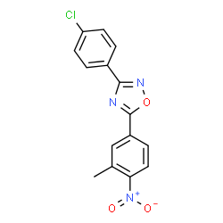 ChemSpider 2D Image | 3-(4-Chlorophenyl)-5-(3-methyl-4-nitrophenyl)-1,2,4-oxadiazole | C15H10ClN3O3