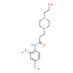 ChemSpider 2D Image | N-(2,4-Dimethoxyphenyl)-3-[4-(2-hydroxyethyl)-1-piperazinyl]propanamide | C17H27N3O4