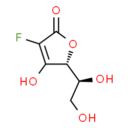 ChemSpider 2D Image | (5R)-5-[(1S)-1,2-Dihydroxyethyl]-3-fluoro-4-hydroxy-2(5H)-furanone (non-preferred name) | C6H7FO5