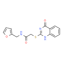 ChemSpider 2D Image | N-(2-Furylmethyl)-2-[(4-hydroxyquinazolin-2-yl)sulfanyl]acetamide | C15H13N3O3S