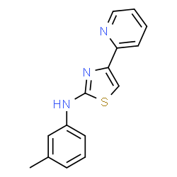 ChemSpider 2D Image | N-(3-Methylphenyl)-4-(2-pyridinyl)-1,3-thiazol-2-amine | C15H13N3S