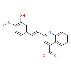 ChemSpider 2D Image | 2-[(E)-2-(3-Hydroxy-4-methoxyphenyl)vinyl]-4-quinolinecarboxylate | C19H14NO4