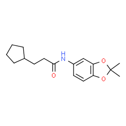 ChemSpider 2D Image | 3-Cyclopentyl-N-(2,2-dimethyl-1,3-benzodioxol-5-yl)propanamide | C17H23NO3
