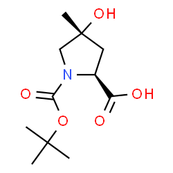 ChemSpider 2D Image | (4R)-4-Hydroxy-4-methyl-1-{[(2-methyl-2-propanyl)oxy]carbonyl}-L-proline | C11H19NO5