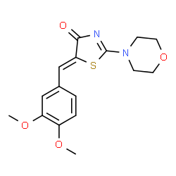 ChemSpider 2D Image | 5-(3,4-Dimethoxy-benzylidene)-2-morpholin-4-yl-thiazol-4-one | C16H18N2O4S