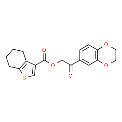 ChemSpider 2D Image | 2-(2,3-Dihydro-1,4-benzodioxin-6-yl)-2-oxoethyl 4,5,6,7-tetrahydro-1-benzothiophene-3-carboxylate | C19H18O5S