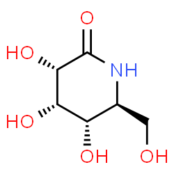 ChemSpider 2D Image | (3S,4S,5S,6S)-3,4,5-Trihydroxy-6-(hydroxymethyl)-2-piperidinone | C6H11NO5