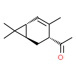 ChemSpider 2D Image | 1-[(1R,3R,6R)-4,7,7-Trimethylbicyclo[4.1.0]hept-4-en-3-yl]ethanone | C12H18O