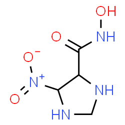 ChemSpider 2D Image | N-Hydroxy-5-nitro-4-imidazolidinecarboxamide | C4H8N4O4