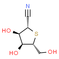 ChemSpider 2D Image | (2S,3R,4S,5R)-3,4-Dihydroxy-5-(hydroxymethyl)tetrahydro-2-thiophenecarbonitrile (non-preferred name) | C6H9NO3S