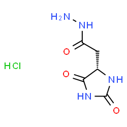 ChemSpider 2D Image | 2-[(4S)-2,5-Dioxo-4-imidazolidinyl]acetohydrazide hydrochloride (1:1) | C5H9ClN4O3