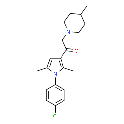 ChemSpider 2D Image | 1-[1-(4-Chlorophenyl)-2,5-dimethyl-1H-pyrrol-3-yl]-2-(4-methyl-1-piperidinyl)ethanone | C20H25ClN2O