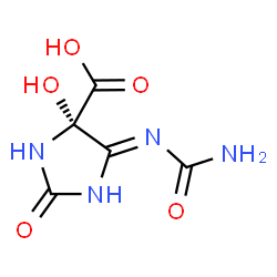 ChemSpider 2D Image | (4S,5Z)-5-(Carbamoylimino)-4-hydroxy-2-oxo-4-imidazolidinecarboxylic acid | C5H6N4O5