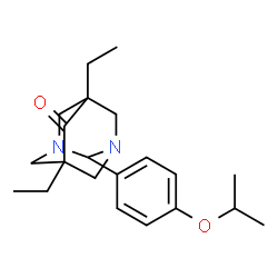 ChemSpider 2D Image | 5,7-Diethyl-2-(4-isopropoxyphenyl)-1,3-diazatricyclo[3.3.1.1~3,7~]decan-6-one | C21H30N2O2