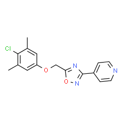 ChemSpider 2D Image | 4-{5-[(4-Chloro-3,5-dimethylphenoxy)methyl]-1,2,4-oxadiazol-3-yl}pyridine | C16H14ClN3O2