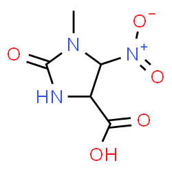 ChemSpider 2D Image | 1-Methyl-5-nitro-2-oxo-4-imidazolidinecarboxylic acid | C5H7N3O5