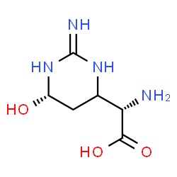 ChemSpider 2D Image | (2S)-Amino[(6S)-6-hydroxy-2-iminohexahydro-4-pyrimidinyl]acetic acid | C6H12N4O3