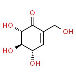 ChemSpider 2D Image | (4S,5R,6S)-4,5,6-Trihydroxy-2-(hydroxymethyl)-2-cyclohexen-1-one | C7H10O5