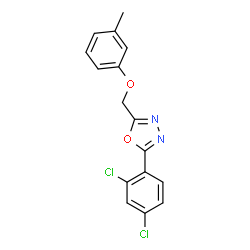 ChemSpider 2D Image | 2-(2,4-Dichloro-phenyl)-5-m-tolyloxymethyl-[1,3,4]oxadiazole | C16H12Cl2N2O2