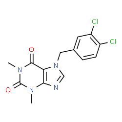 ChemSpider 2D Image | 7-(3,4-Dichlorobenzyl)-1,3-dimethyl-3,7-dihydro-1H-purine-2,6-dione | C14H12Cl2N4O2