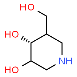 ChemSpider 2D Image | (4R)-5-(Hydroxymethyl)-3,4-piperidinediol | C6H13NO3