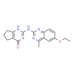 ChemSpider 2D Image | 2-[(6-Ethoxy-4-methyl-2-quinazolinyl)amino]-1,5,6,7-tetrahydro-4H-cyclopenta[d]pyrimidin-4-one | C18H19N5O2